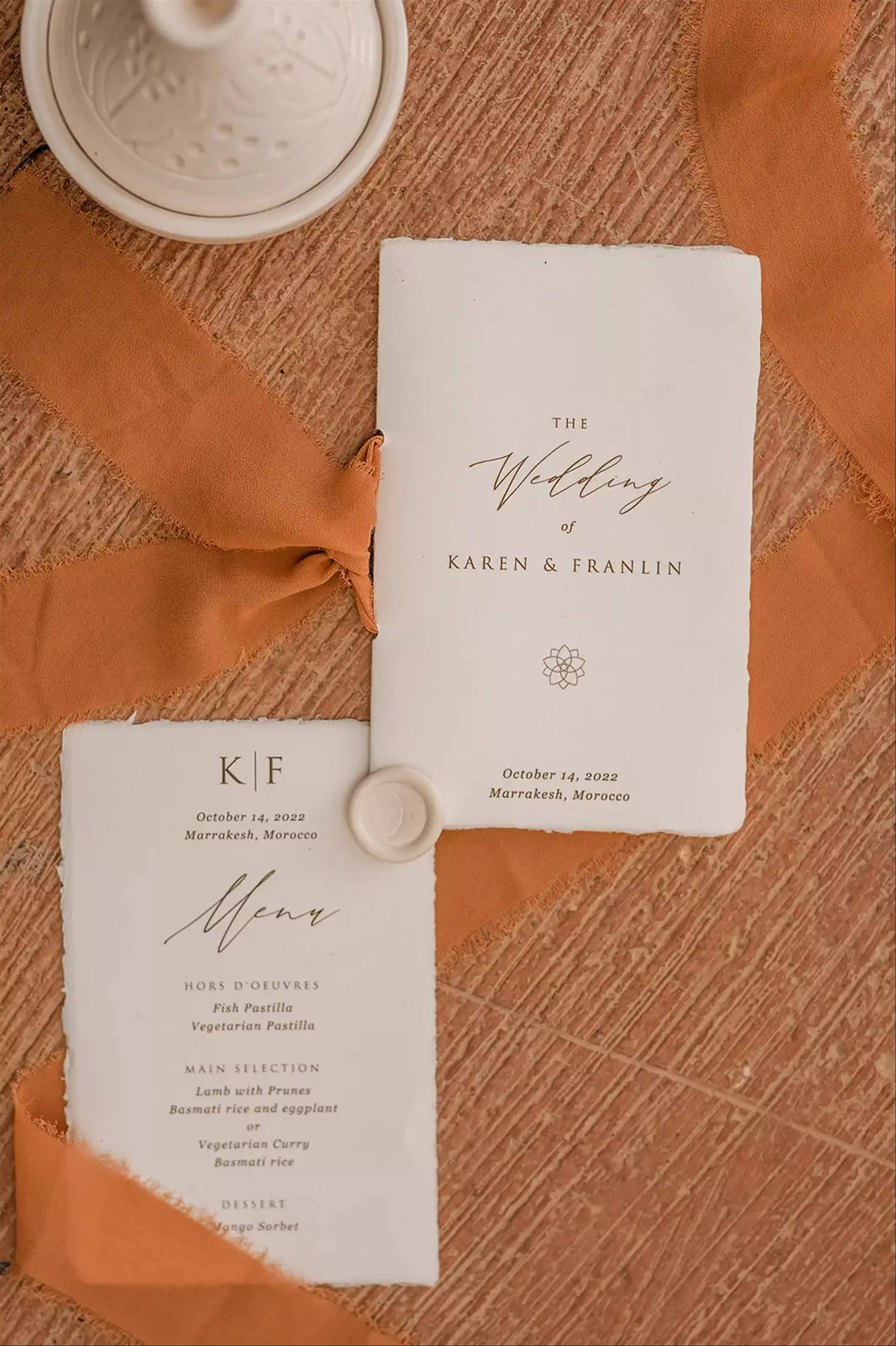 Orange wedding invitations 