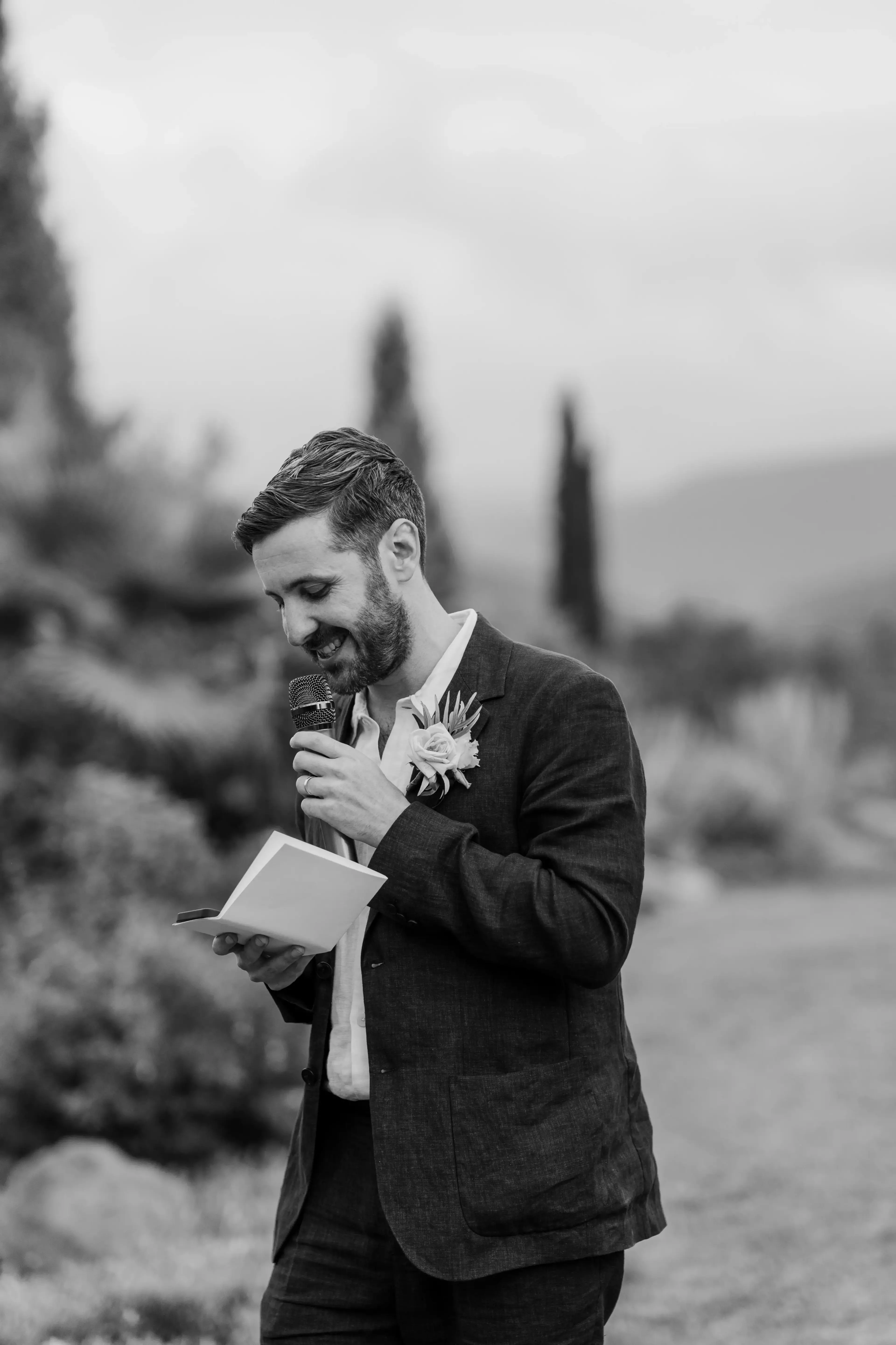 The groom who makes a speech during dinner