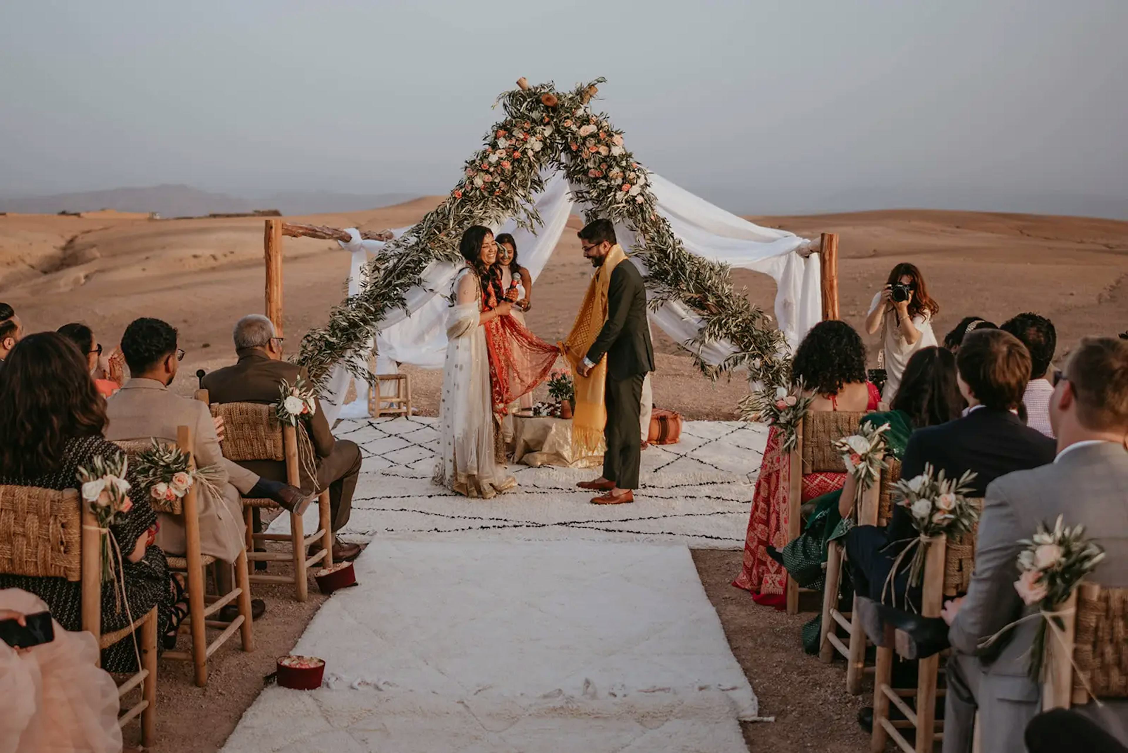 Couple at desert wedding in Marrakech