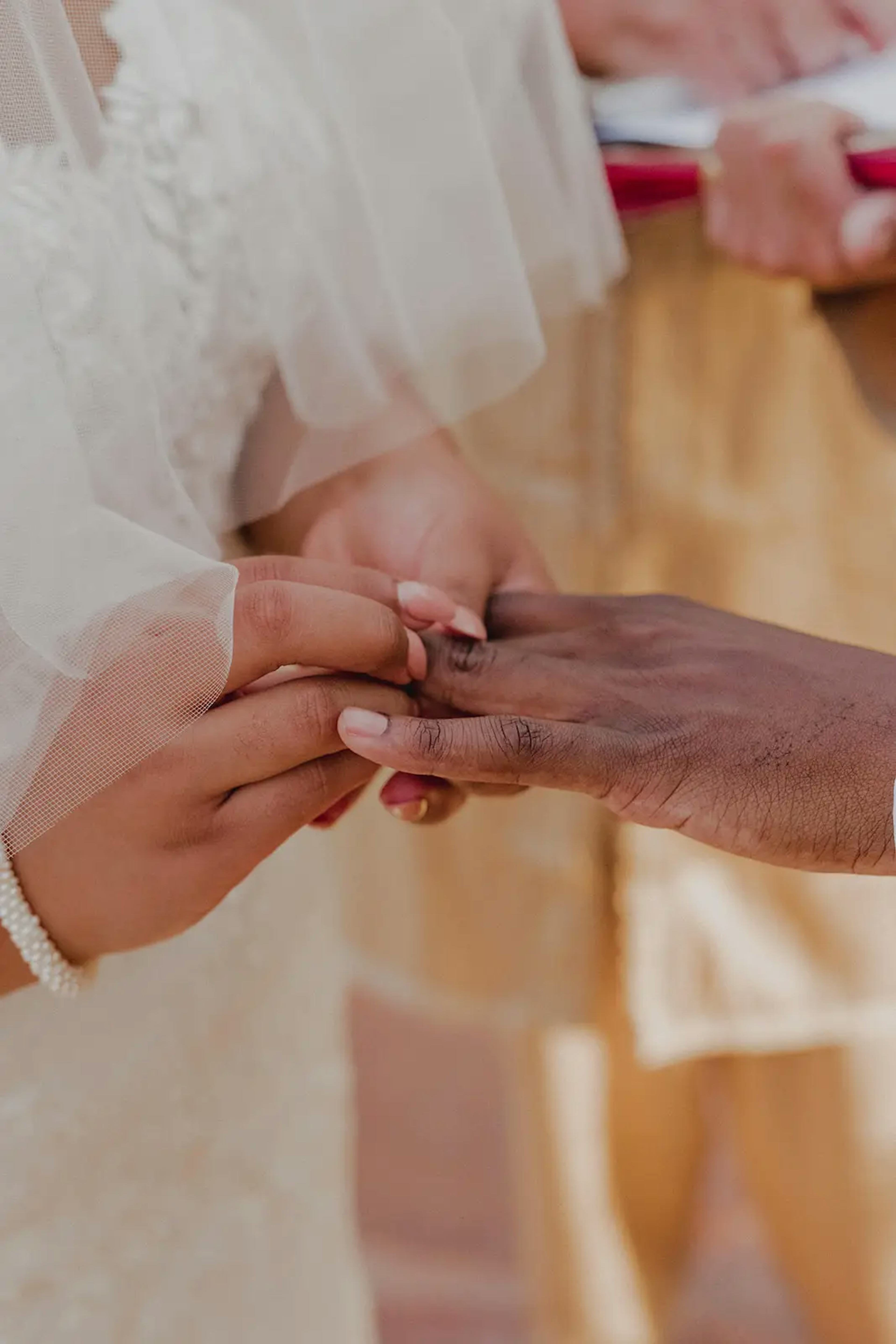 Wedding rings at ceremony