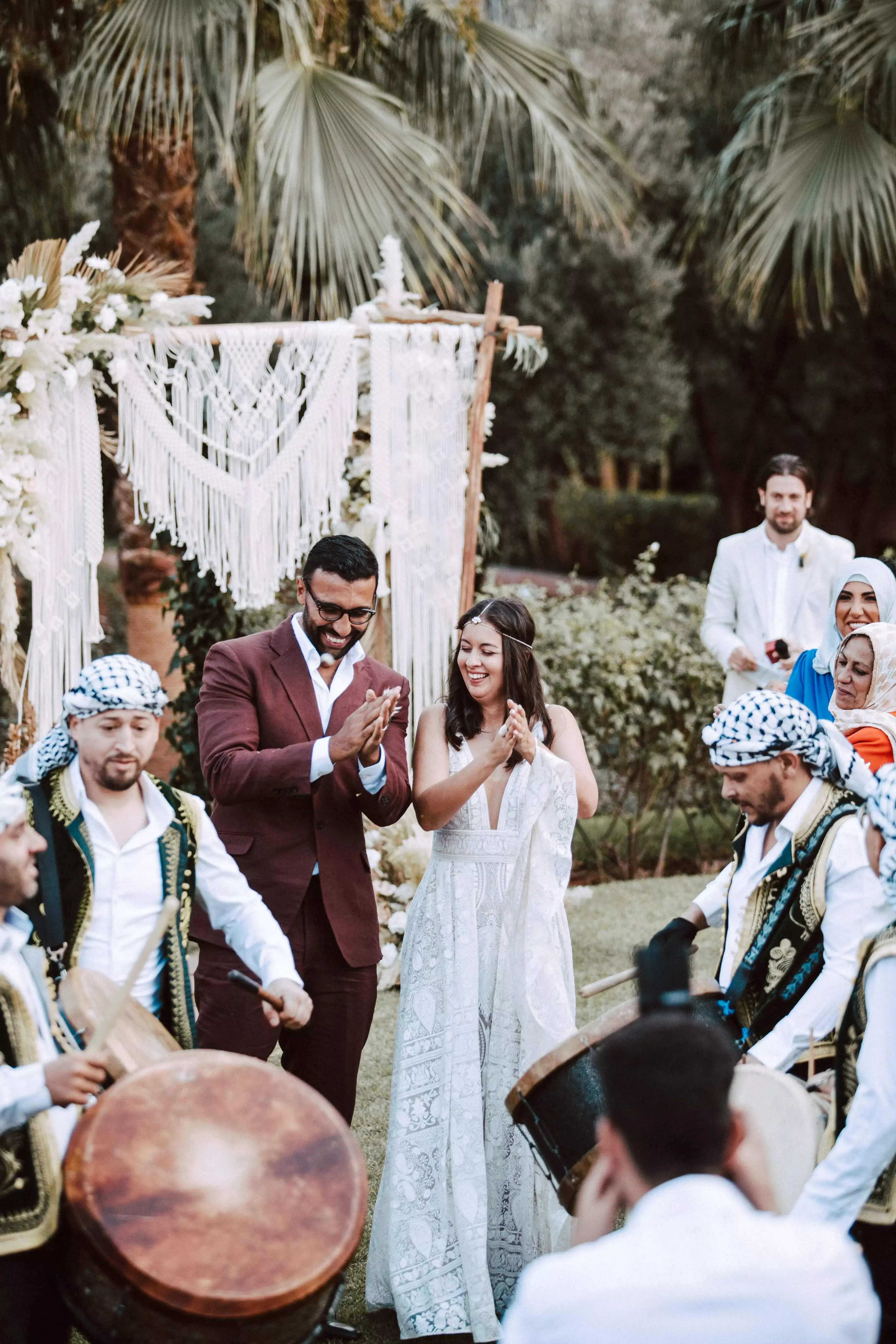 Couple dancing at ceremony at Kasbah bab Ourika