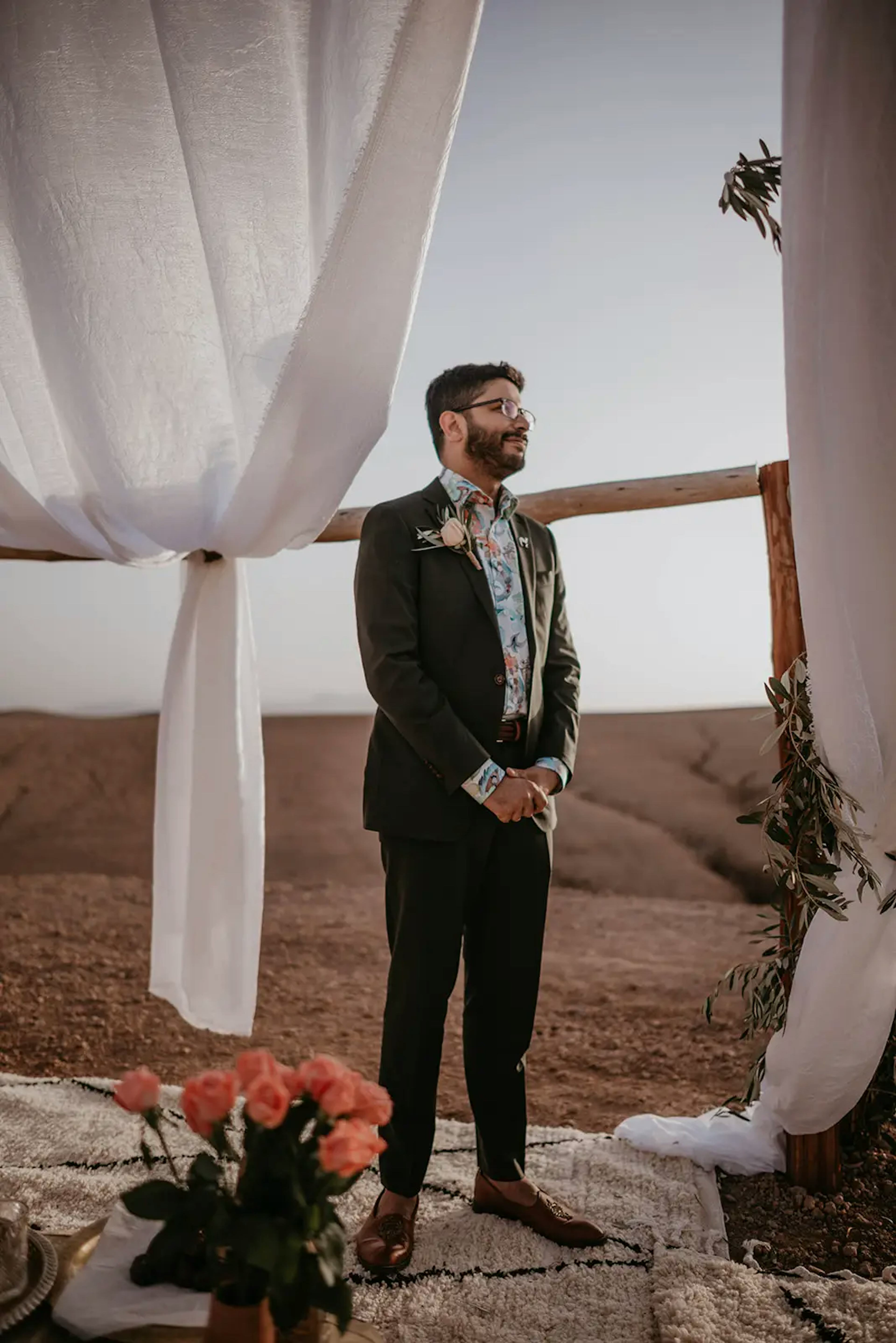 groom at ceremony in Marrakech desert