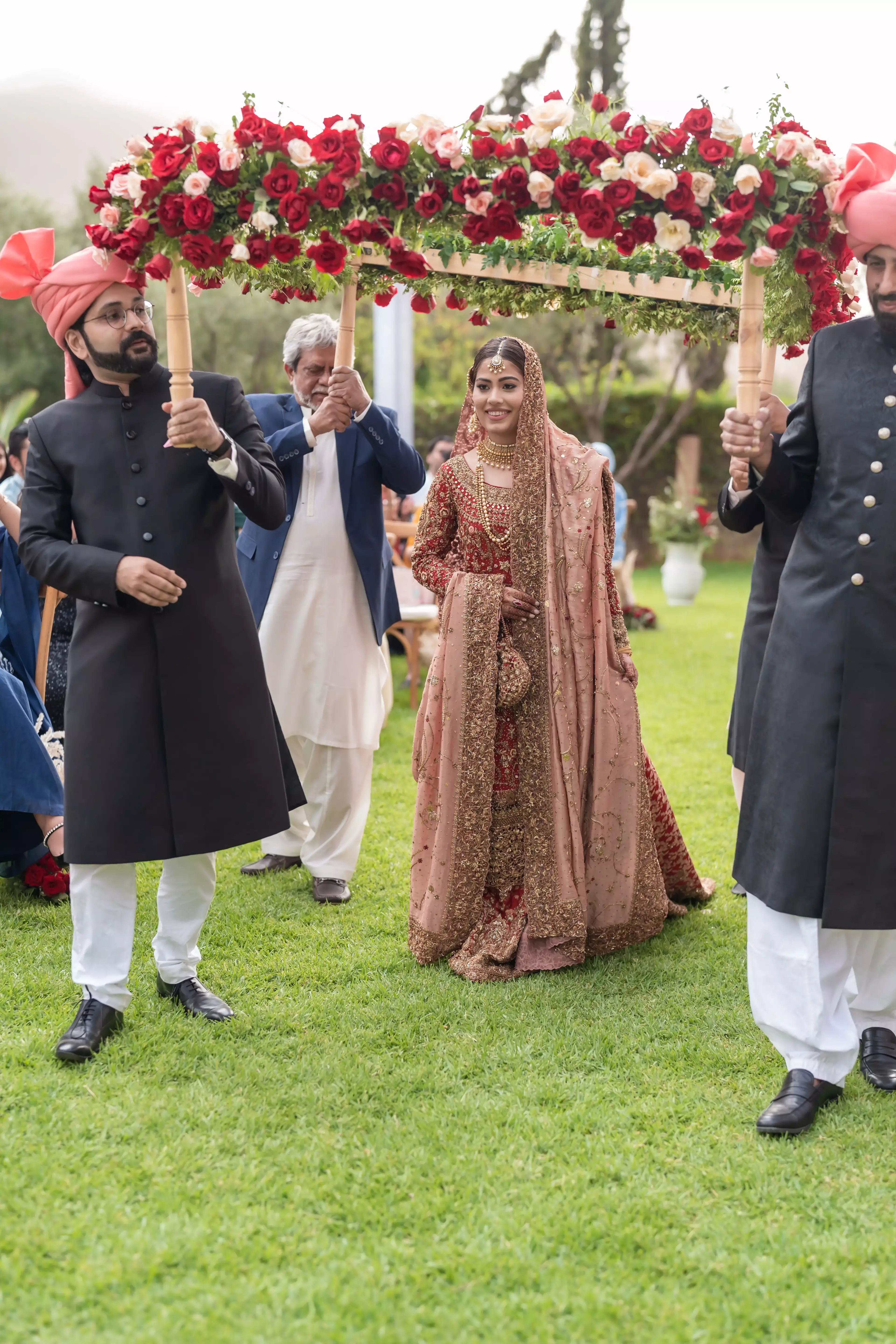 Bride walking to Nikkah ceremony