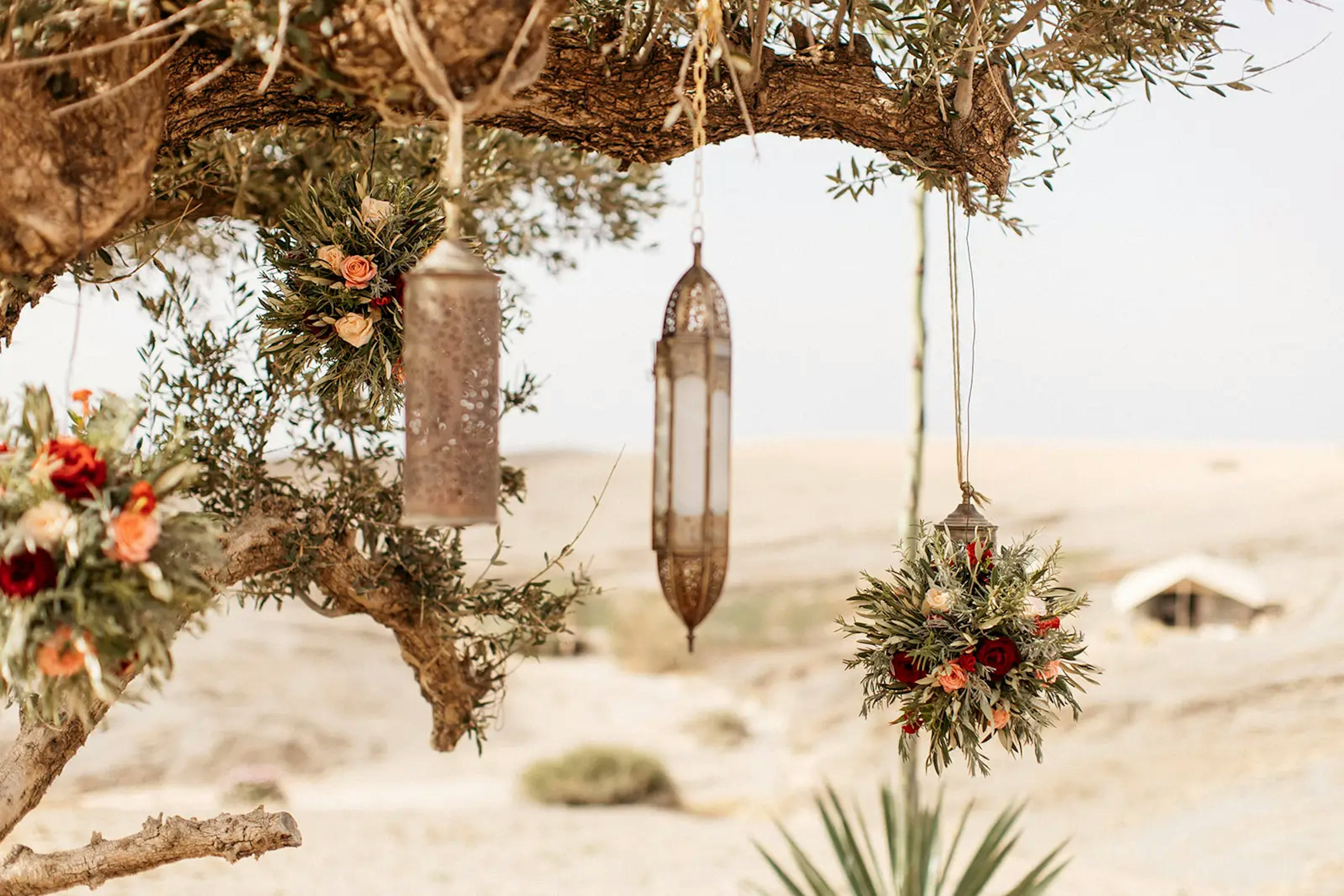 Boho wedding decor for desert wedding