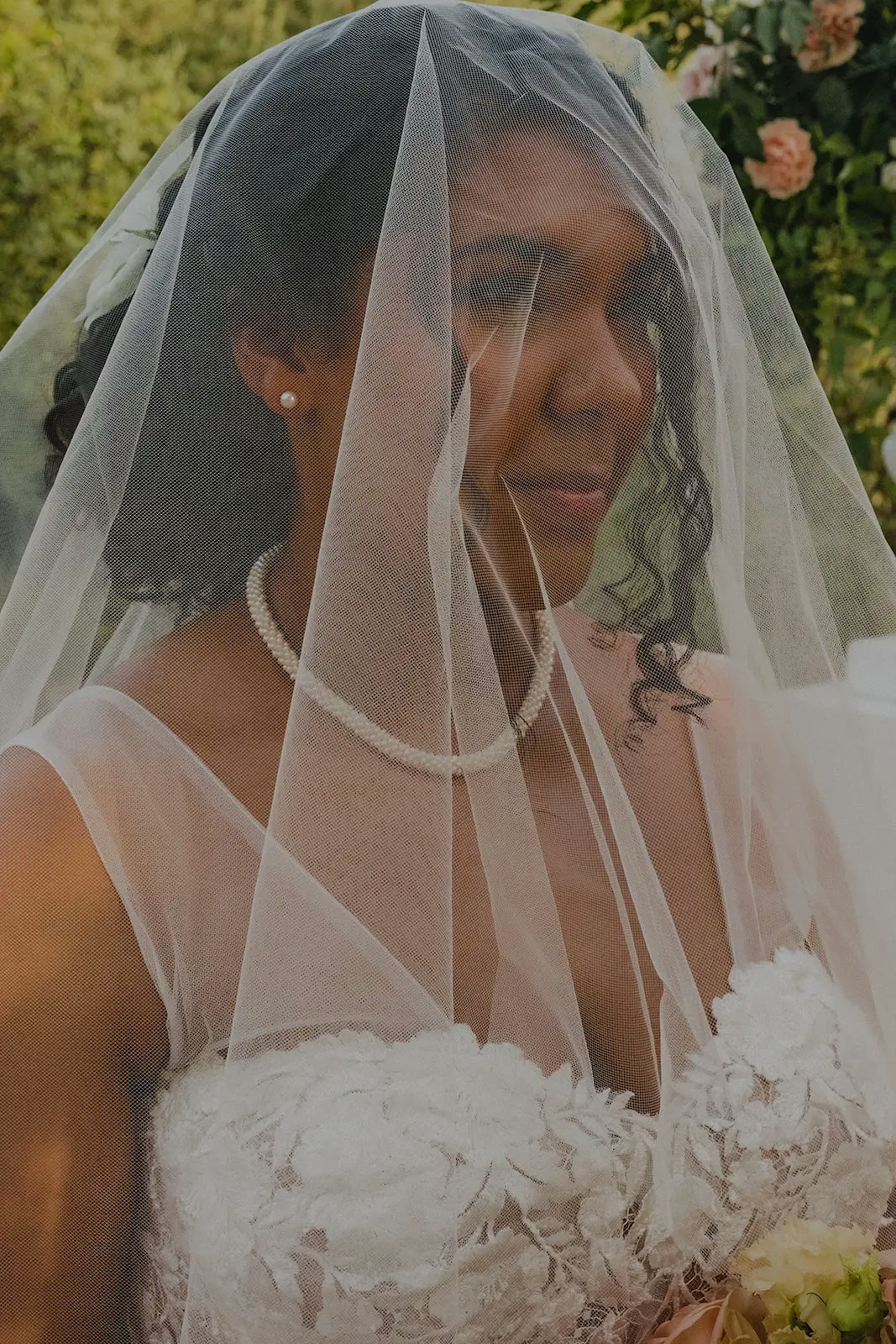 Bride with veil at wedding in marrakech