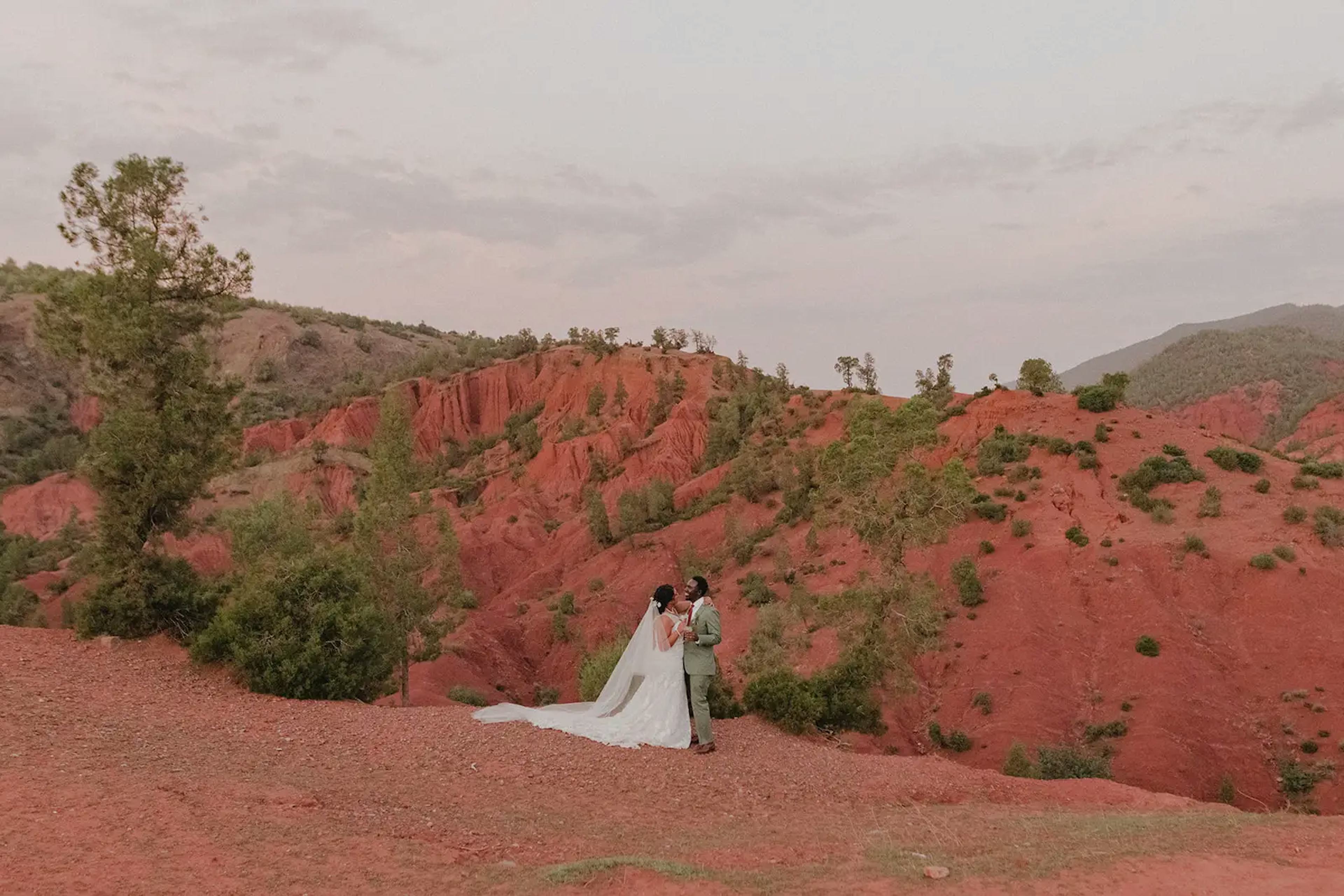 Bride and groom Atlas mountains