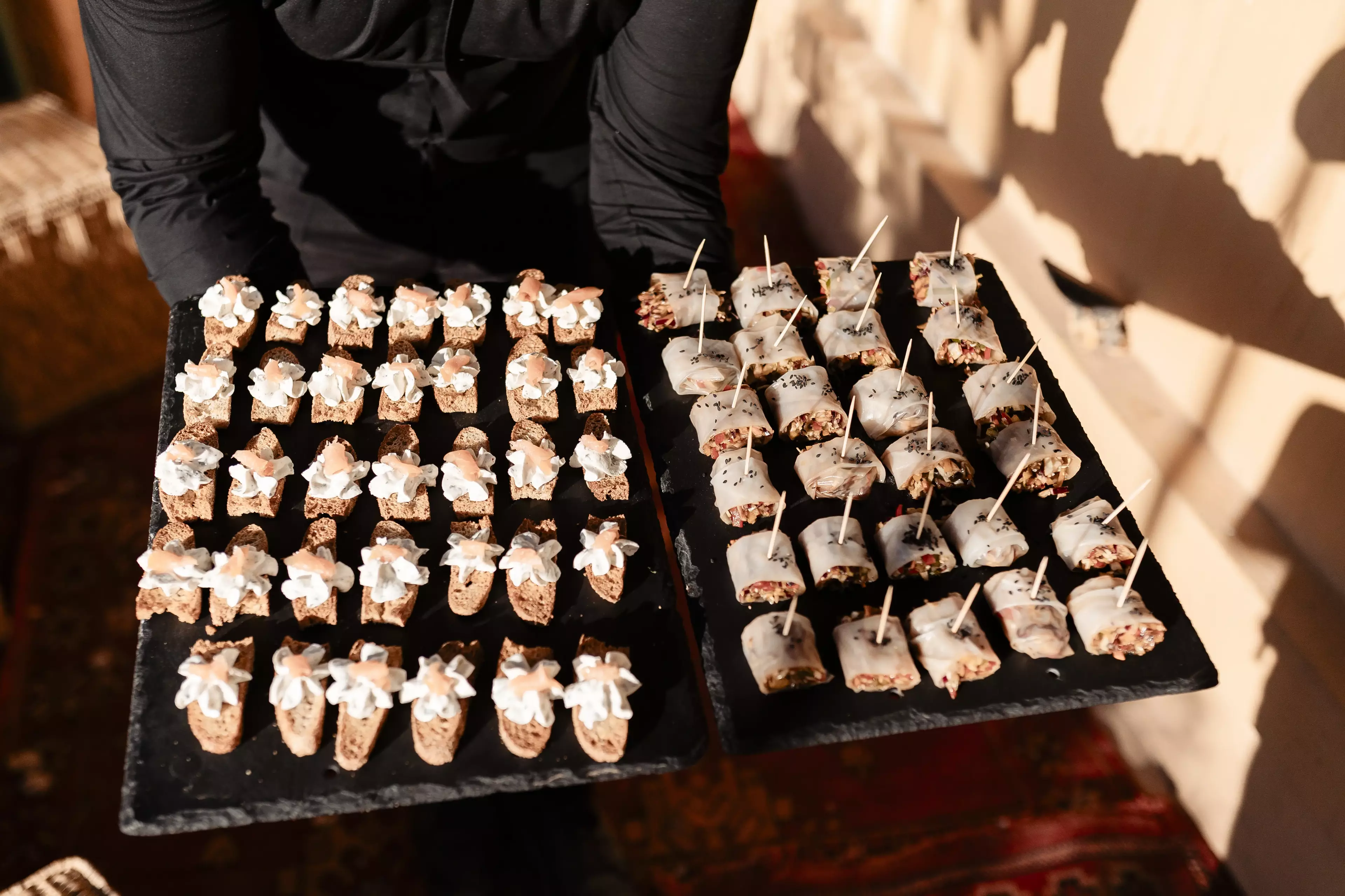 Faye Peters Wedding Day - Jnane Tamsna Marrakech- canapés