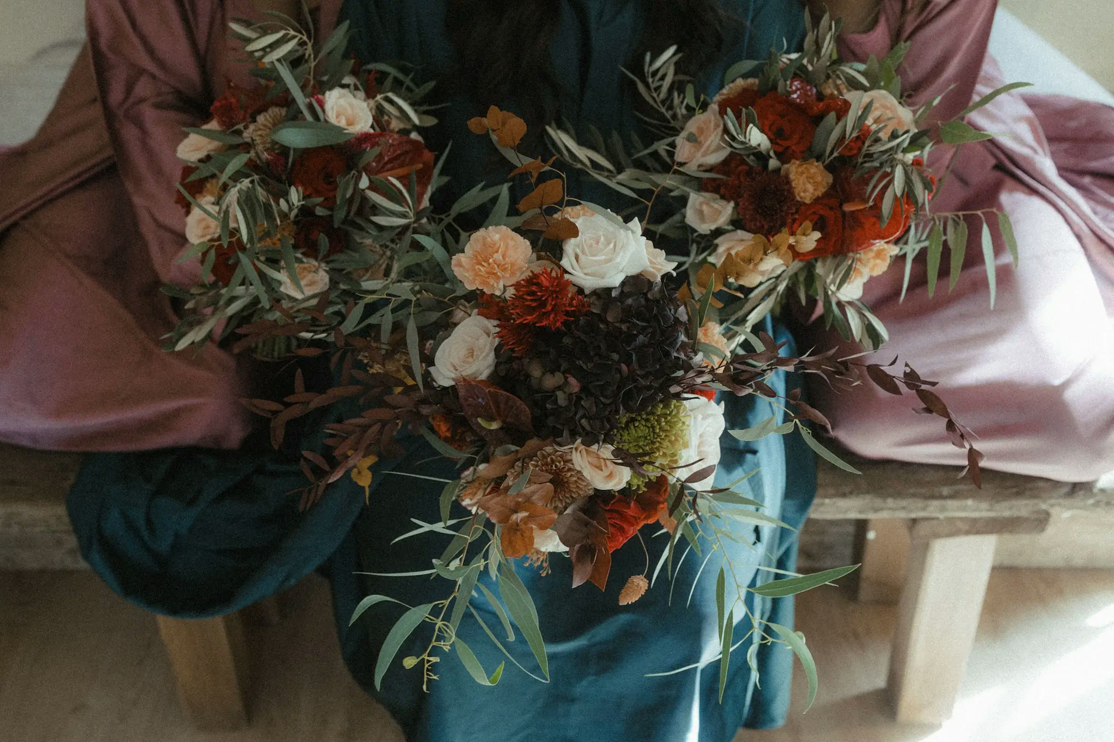 Bouquet of flowers of bride and bridesmaids