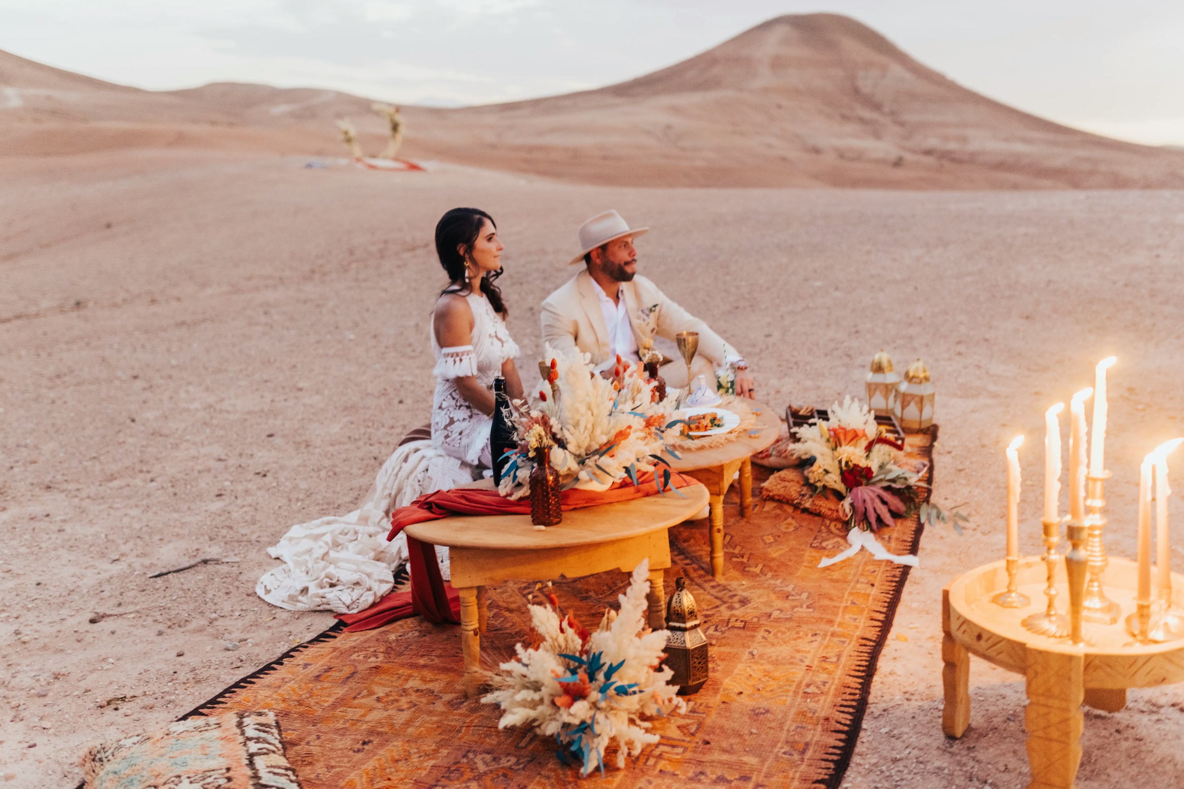 Wedding desert elopement dinner