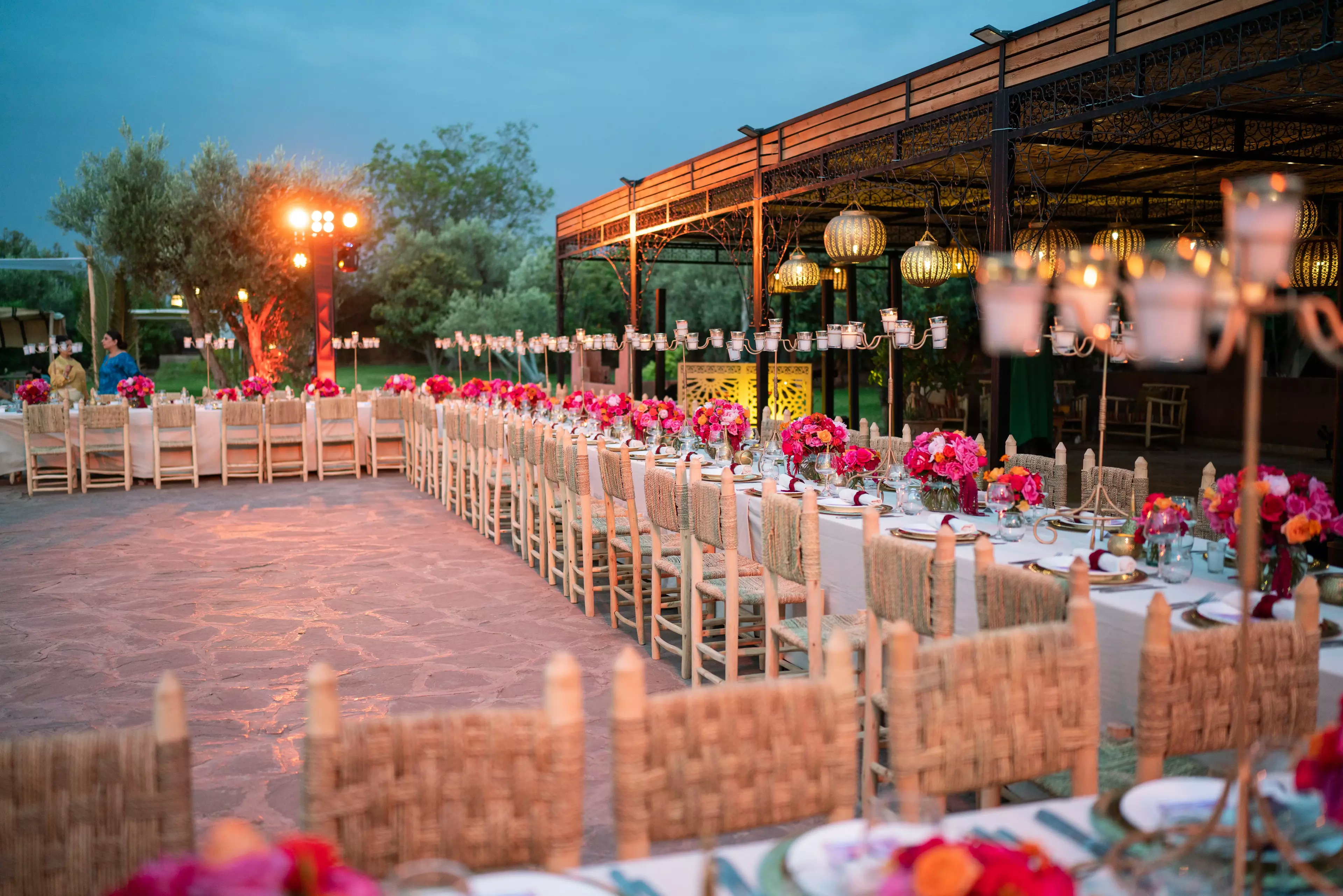 Outdoor wedding reception decor