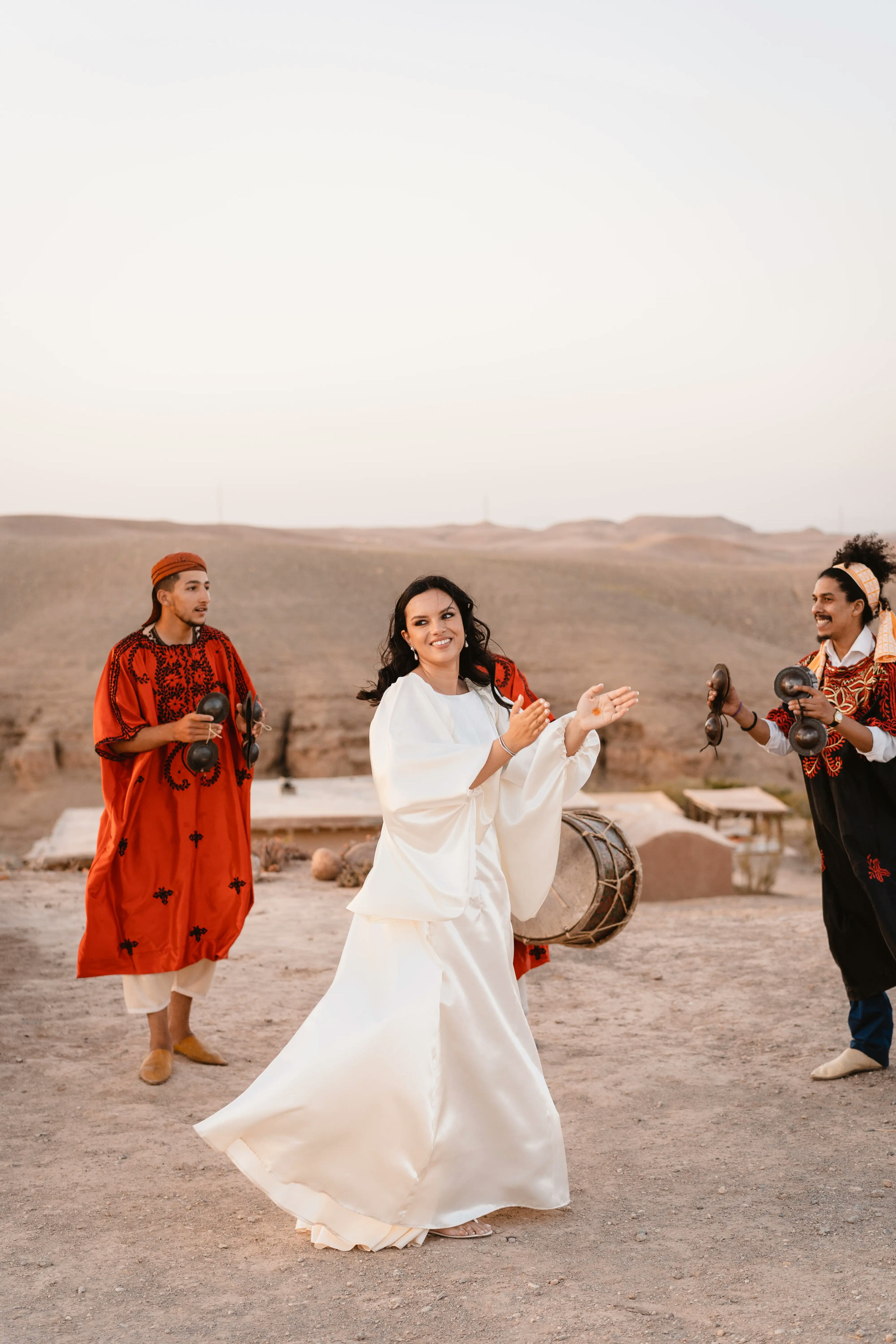 bride dancing in the desert