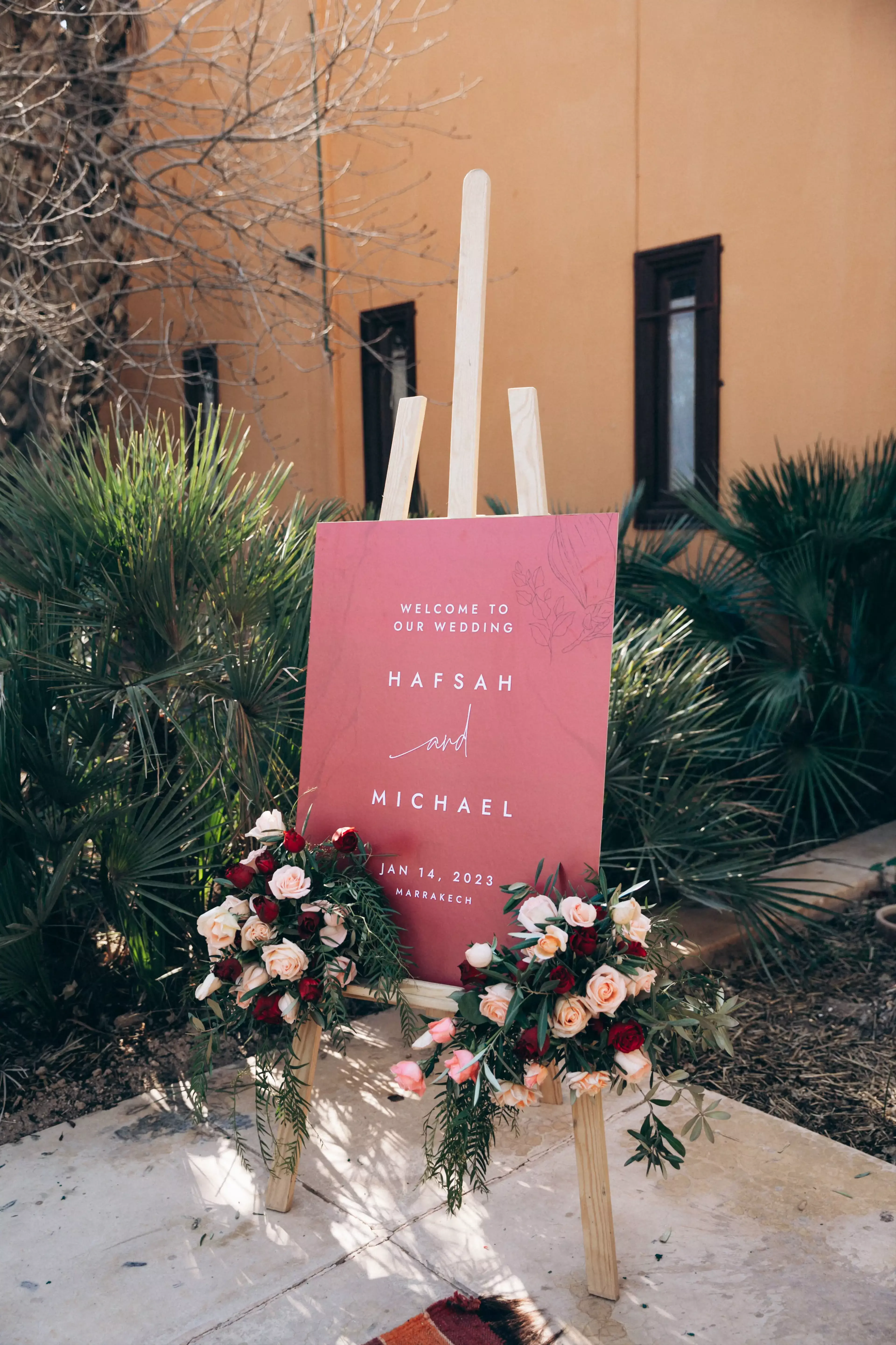 Wedding ceremony sign in Marrakech