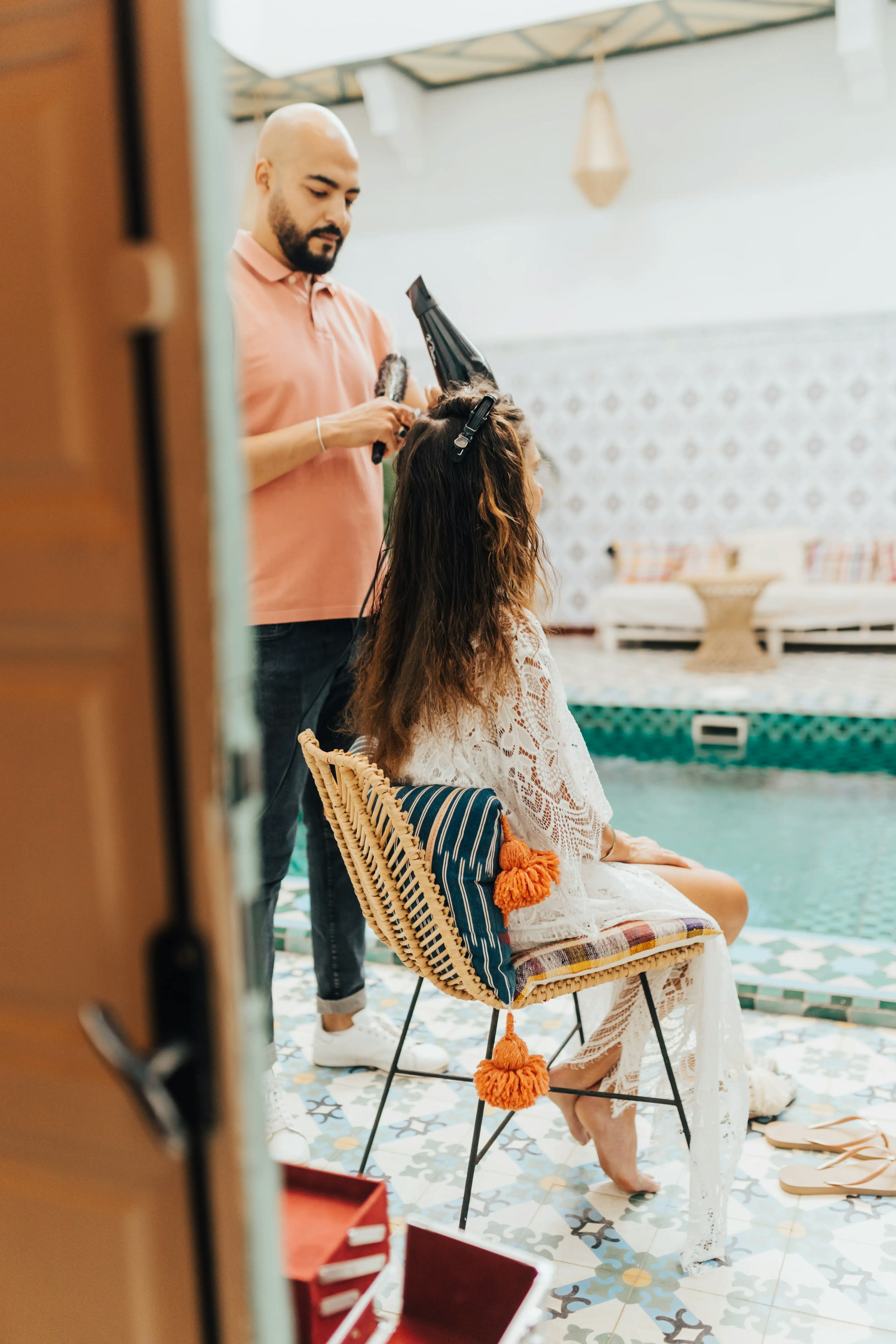 Bride hair and makeup in Marrakech Riad