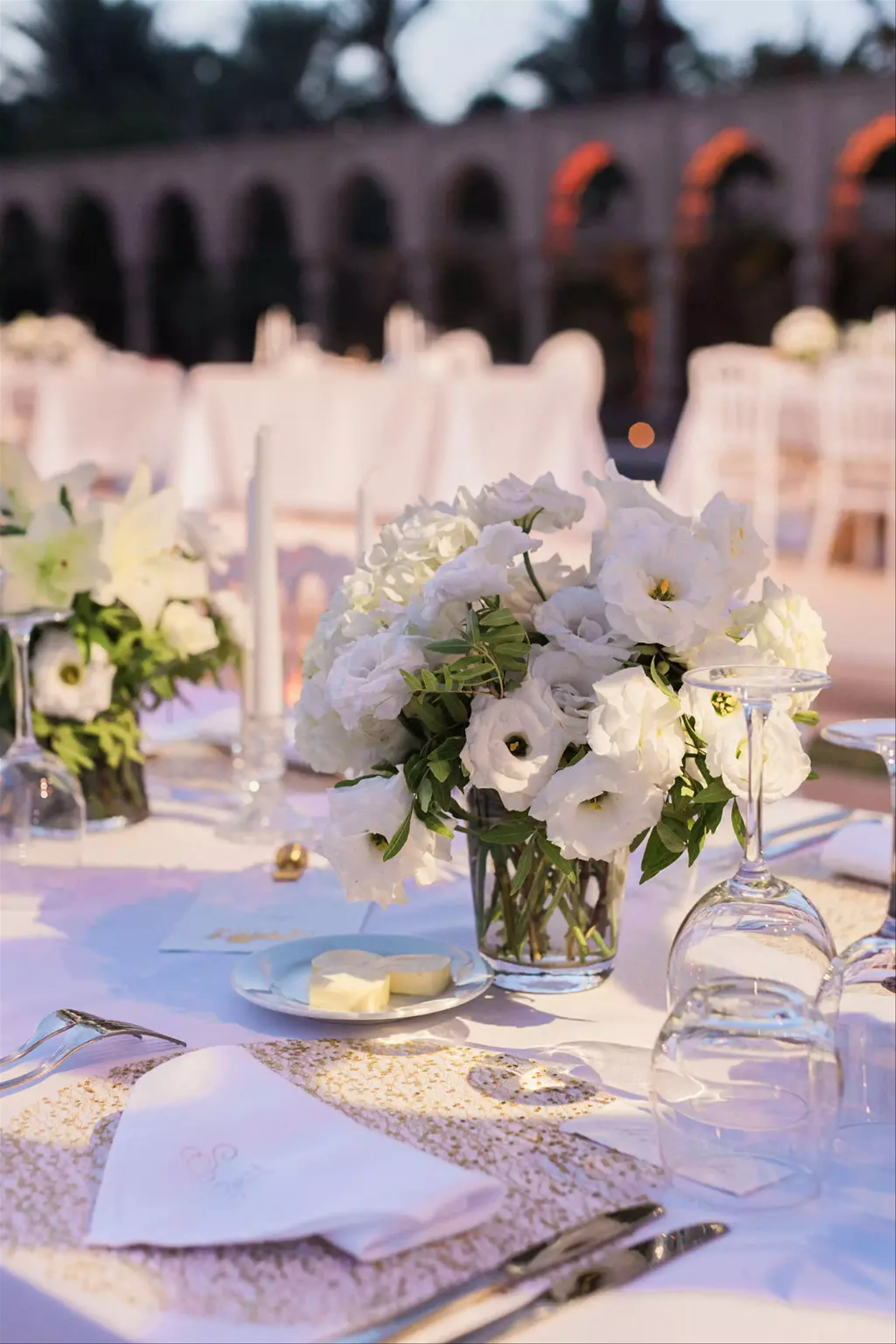 Wedding reception floral arrangement