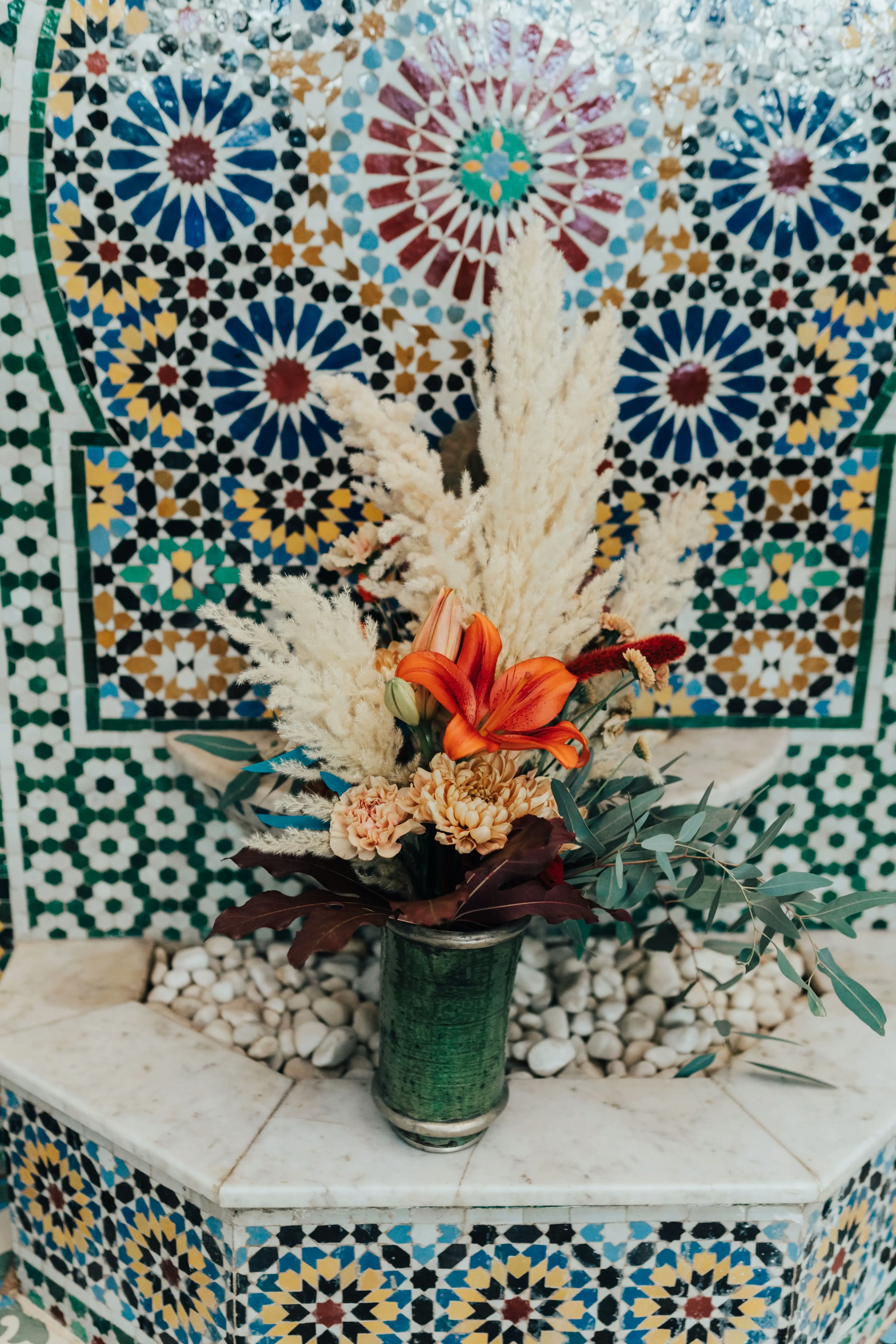 Floral arrangement for wedding in Marrakech