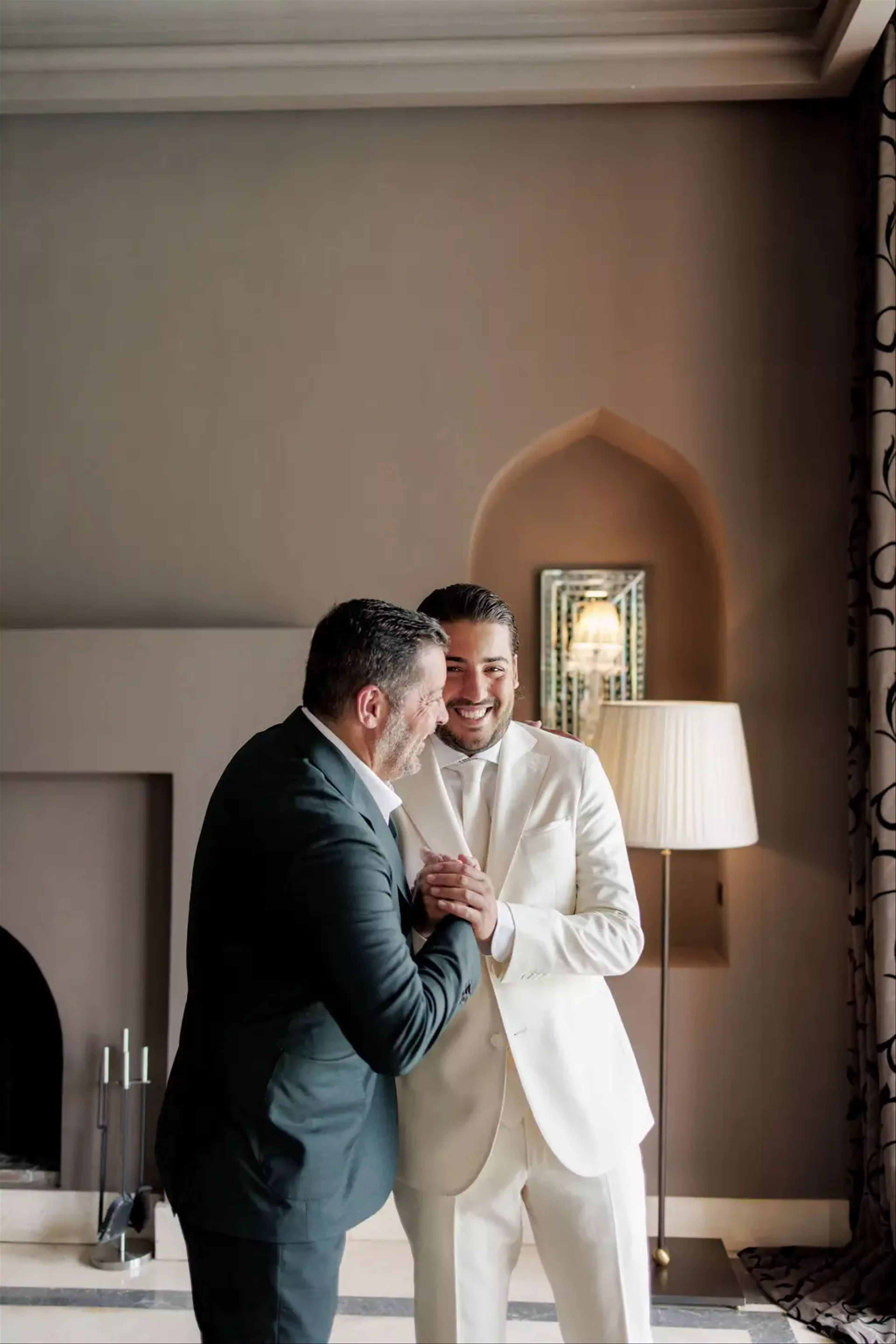 Groom getting ready for wedding ceremony