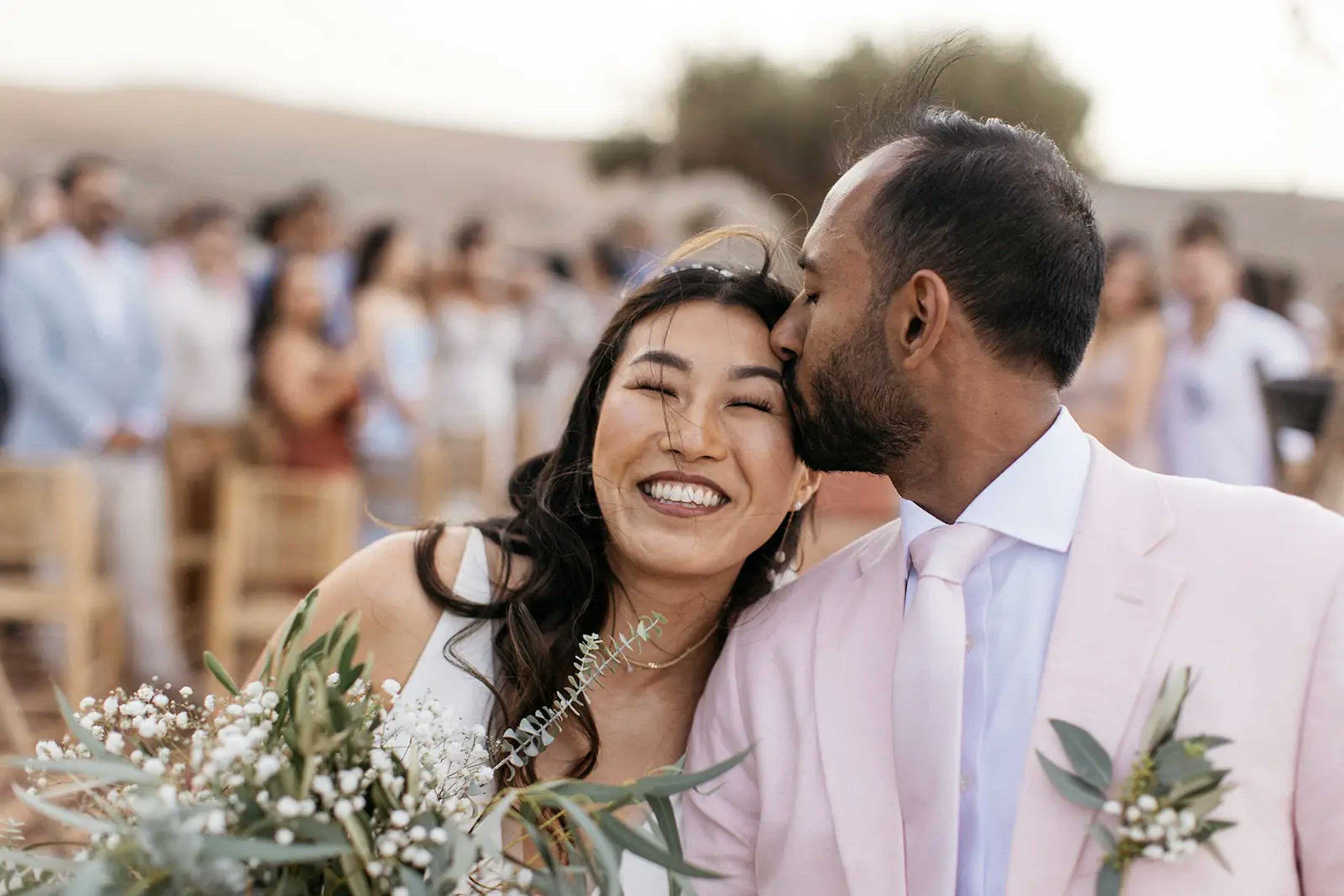 Couple during ceremony in Agafay desert