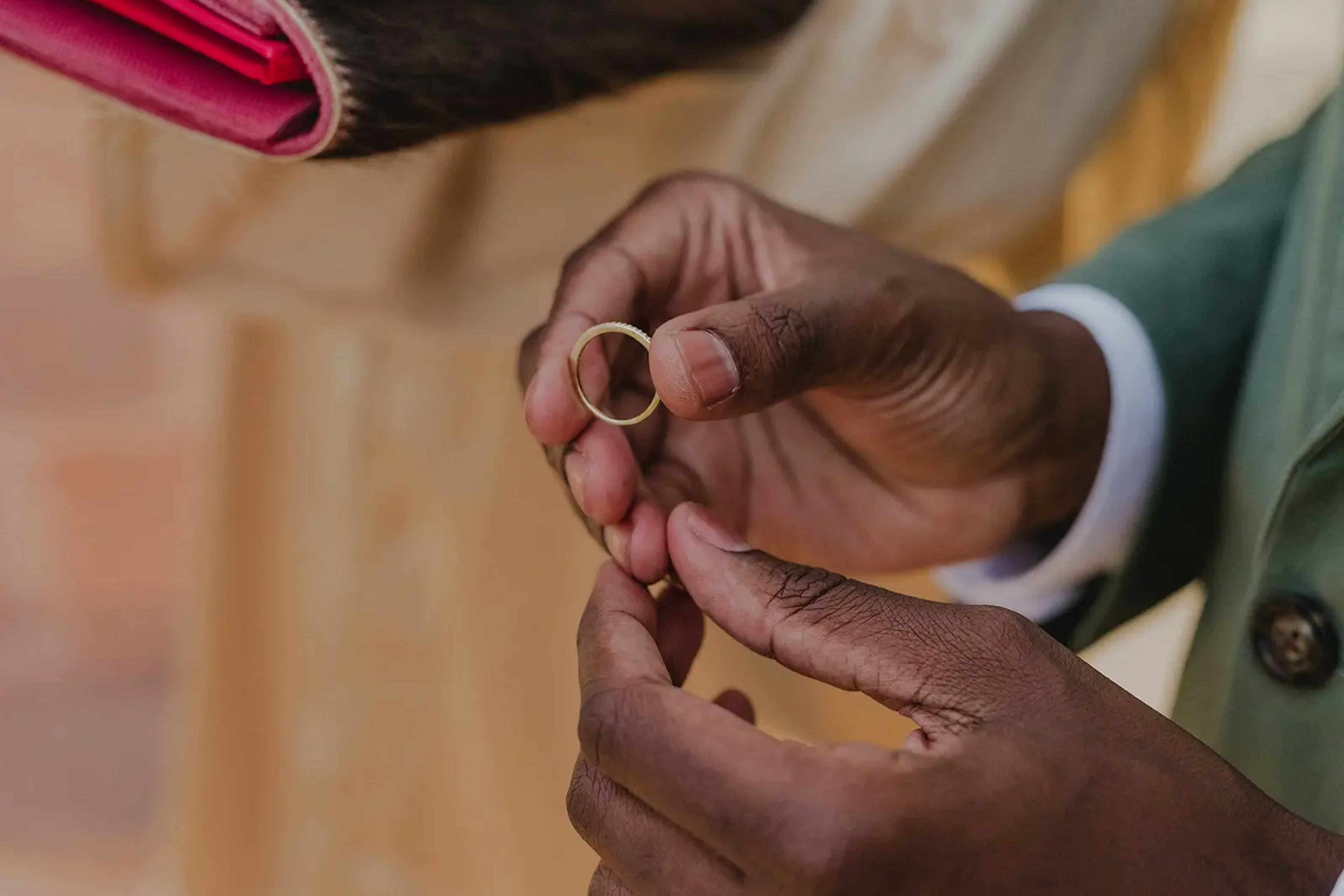 Wedding ring exchange in elopement wedding