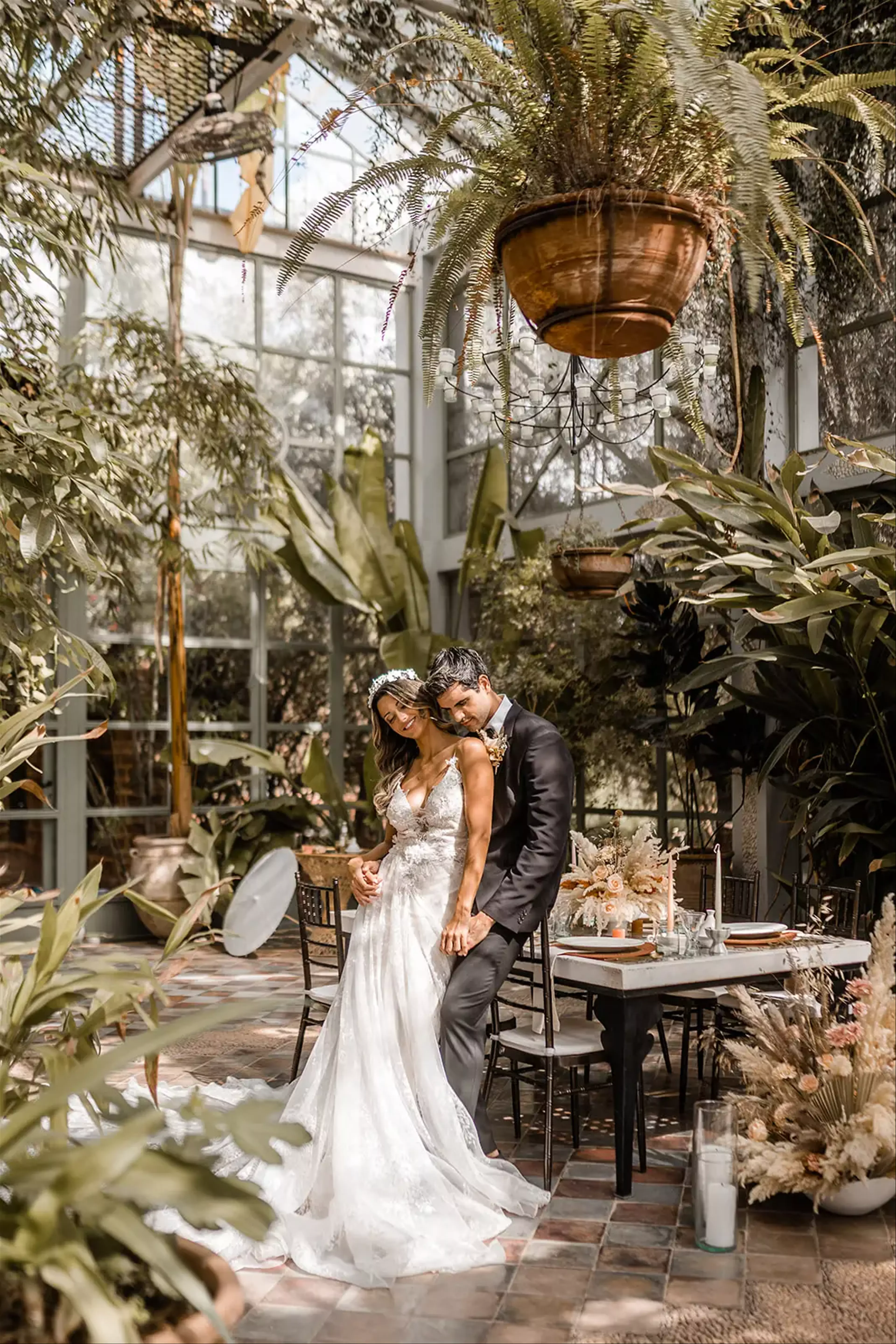 Couple at wedding breakfast 